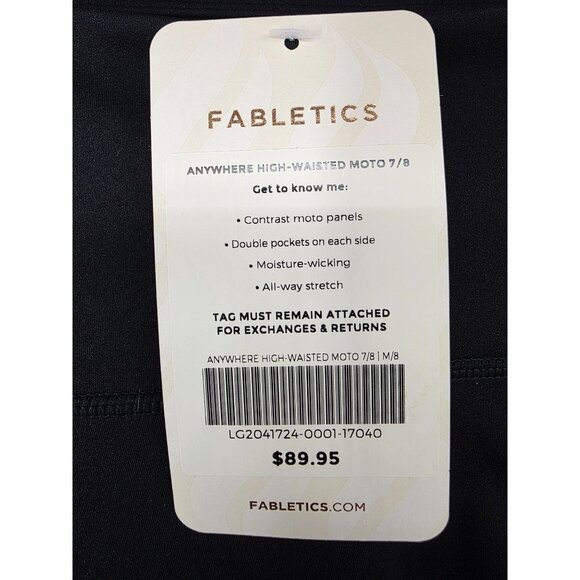 Fabletics High-Waisted Moto 7/8 Leggings M Motion365 Nylon & Elastane Black - Picture 2 of 6